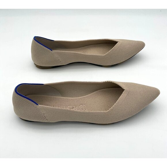 Rothy's Point II Ecru Flats Tortoiseshell Pattern Soles Washable Size 9 - Picture 6 of 10